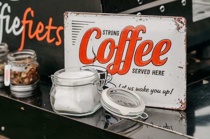 Koffiefiets in actie