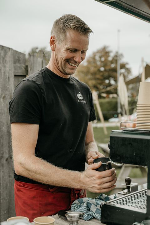 Koffiefiets in actie